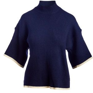 jon & anna | Navy & Ivory Mock Neck Three-Quarter Sleeve Sweater - Women NEW S/M
